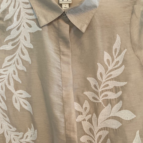 Worthington Beige Shirt with Cream Embroidery, size small - Picture 4 of 7